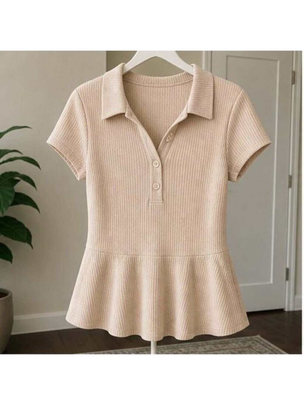Sand Peplum Top